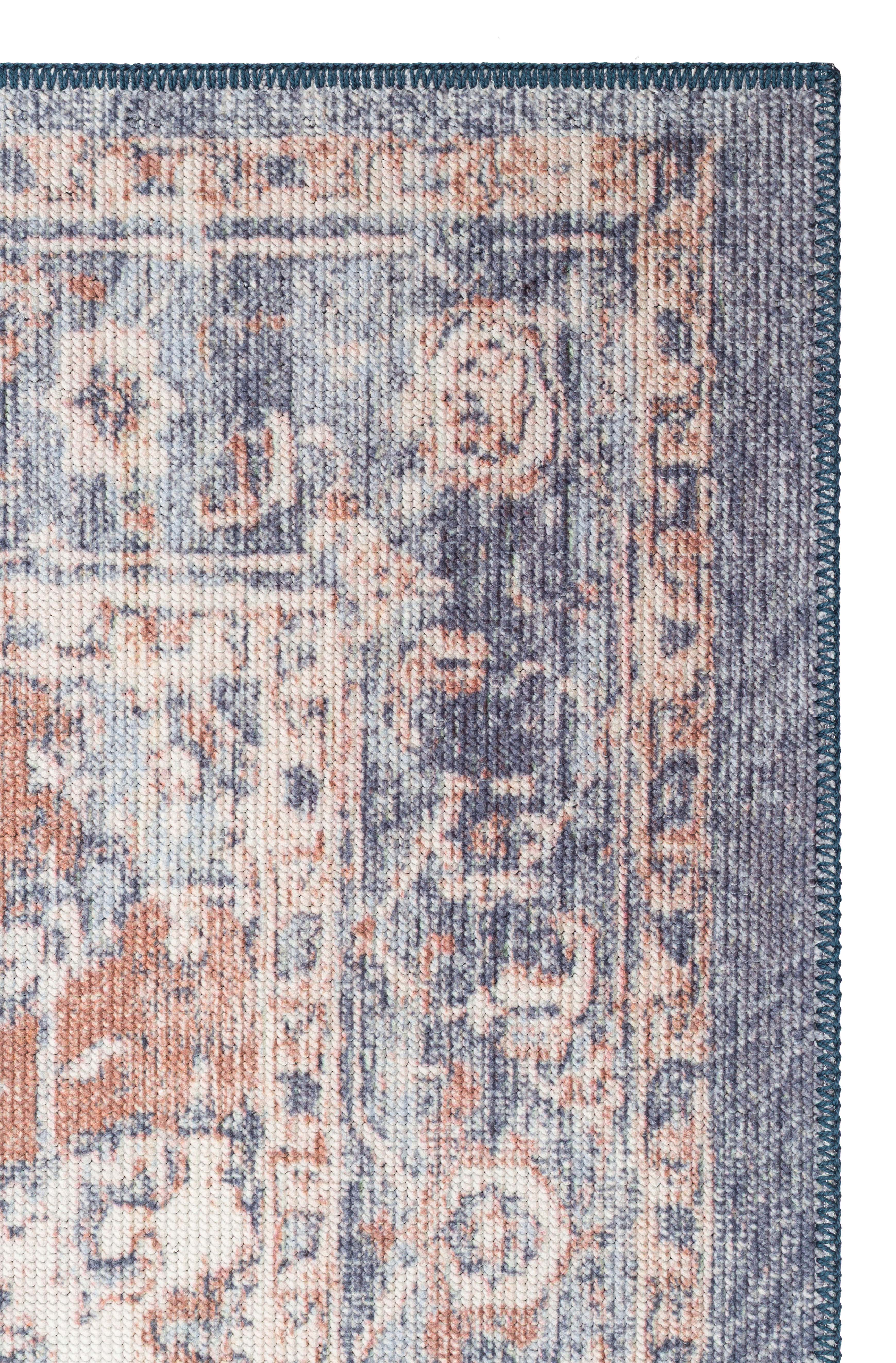 Elista Vintage ELS 202 Navy Bej Vintage Bukle Dokuma Yumuşak Halı Kaymaz Tabanlı Yıkanabilir İnce Modern Dekoratif Halı